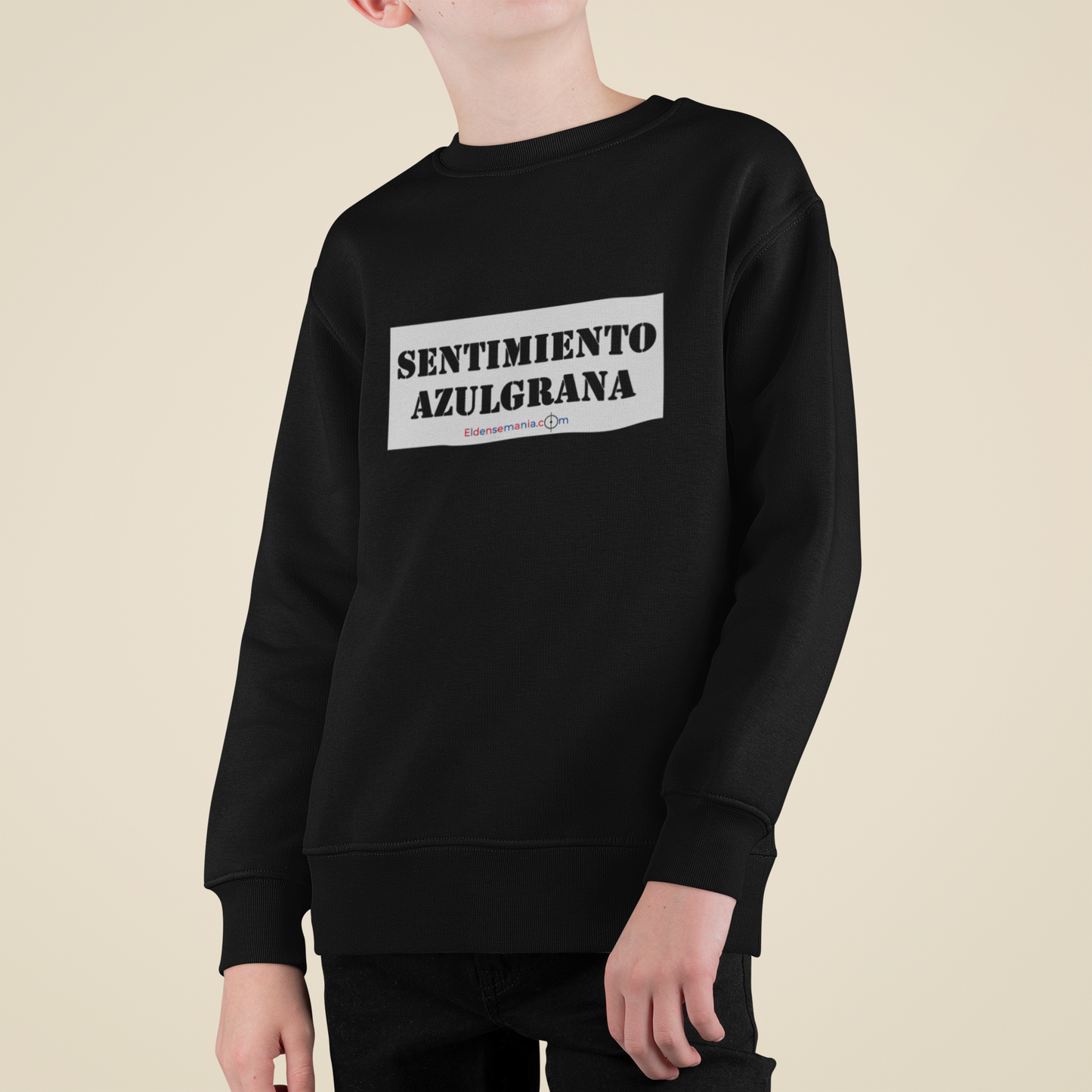 Sudadera infantil cuello redondo Sentimiento Negro